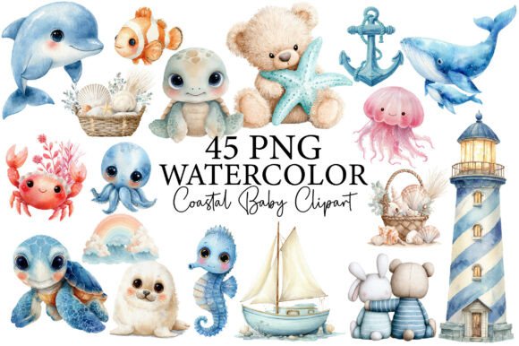 Download Watercolor Ocean Animals Clipart - Premium Resources