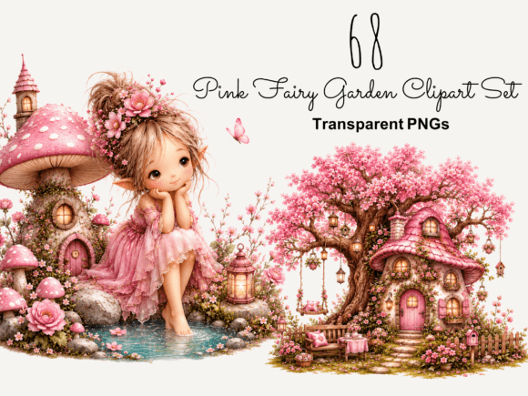 Download Pink Fairy Garden PNG Clipart Bundle - Png clipart bundle Collection