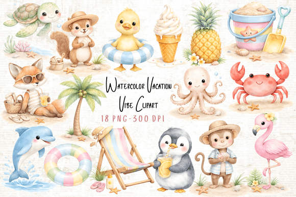 Download Watercolor Vacation Vibe Clipart PNG - Premium Resources